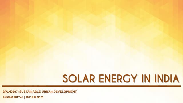 Solar Energy in India