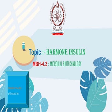Harmone insulin production in industry using Microbes