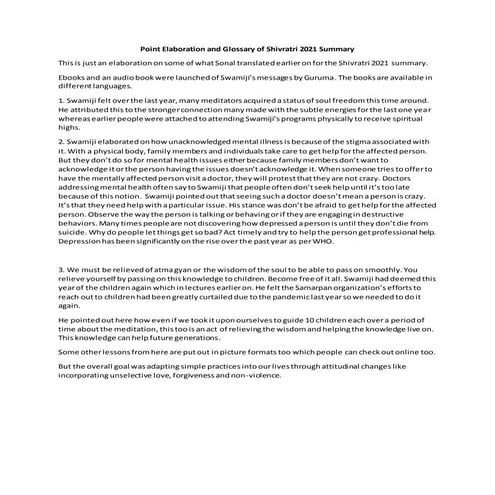 Shivratri Summary 2021 Elaboration and Glossary