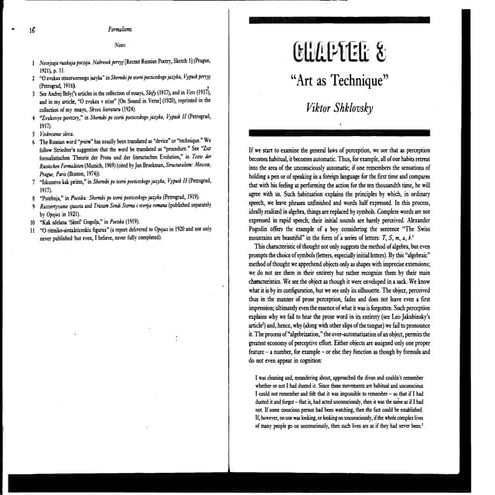 Shklovsky "Art as Technique"