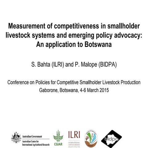 Measurement of competitiveness in smallholder livestock systems and emerging ...