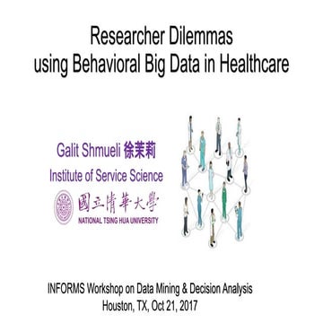 Researcher Dilemmas  using Behavioral Big Data in Healthcare (INFORMS DMDA Wo...