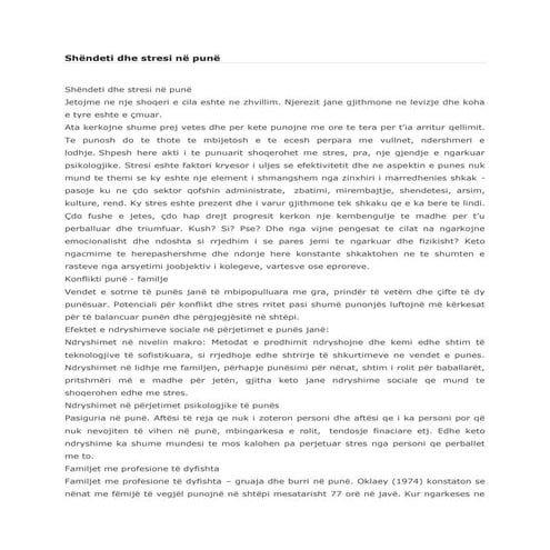 Shëndeti dhe stresi në punë