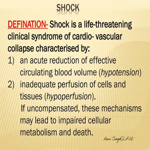 TYPES AND MECHENISM OF SHOCK