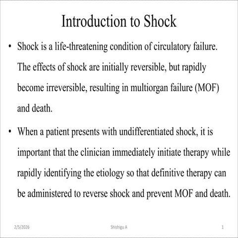 SHOCK shock, types of shock and management. | PPTX