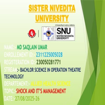 Shock and its management | PPTX