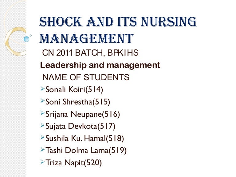 Shock and its nursing management