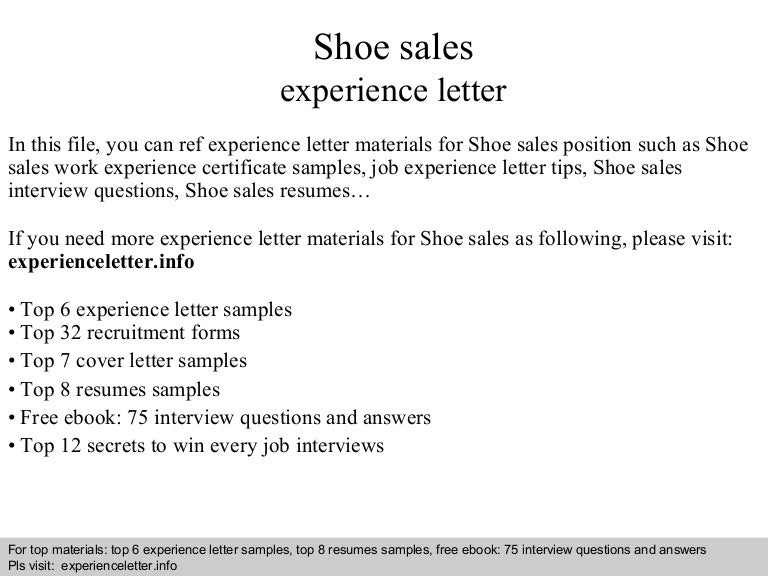 shoe sales resume