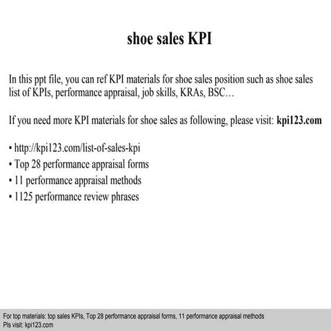 Shoe sales kpi | PPT