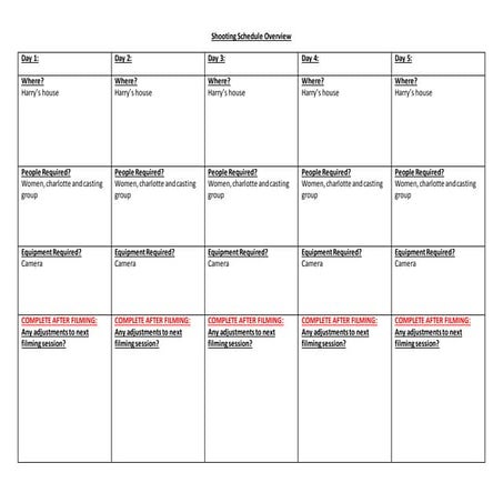 Filming schedule | DOC