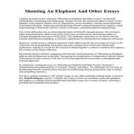Shooting An Elephant And Other Essays. Lake Forest College