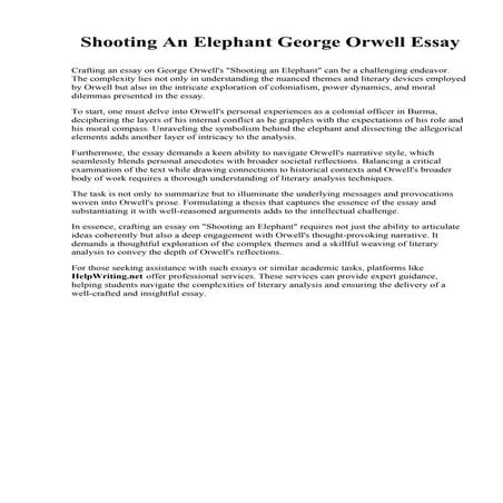 Shooting An Elephant Essay Shooting An Elephant George Orwell Essay.pdf