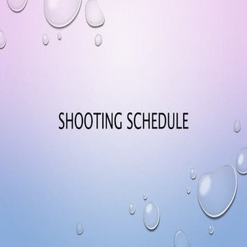 Shooting Schedule for Music Video