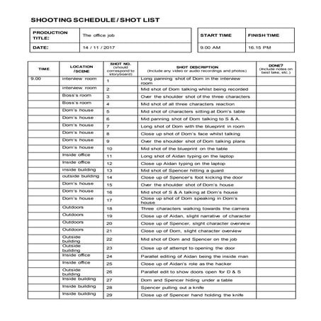 Shooting schedule.doc