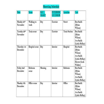 Shooting schedule powerpoint | PPTX