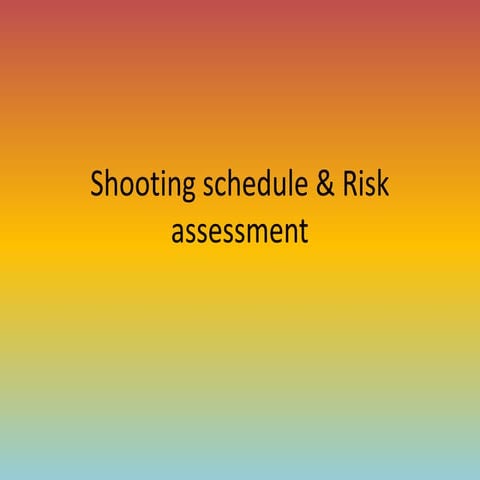 Shooting schedule & risk assessment