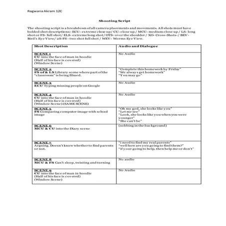 Shooting script | DOCX