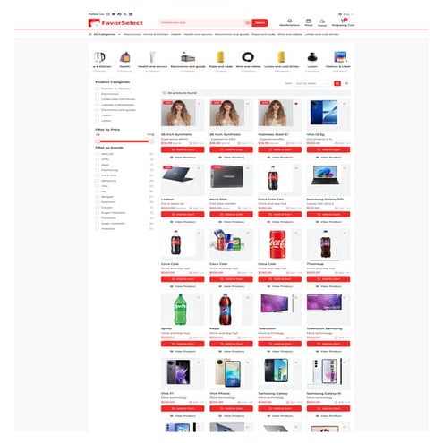 FavorSelect E-Commerce Platform – Shop Page UI and Dynamic Product Integration Showcase