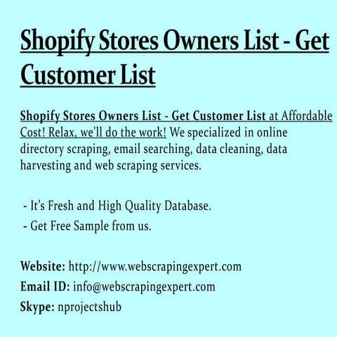 Shopify Stores Owners List - Get Customer List
