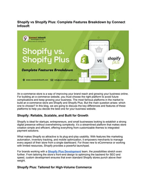 Shopify vs Shopify Plus: Complete Features Breakdown by Connect Infosoft.docx