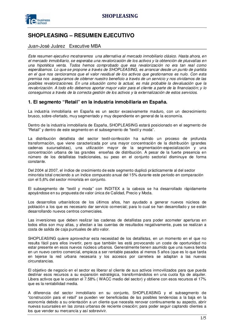 Shopleasing Resumen Ejecutivo