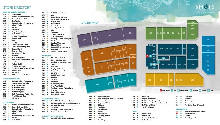 Grand River Outlet Map The Shops Of Grand River - Directory
