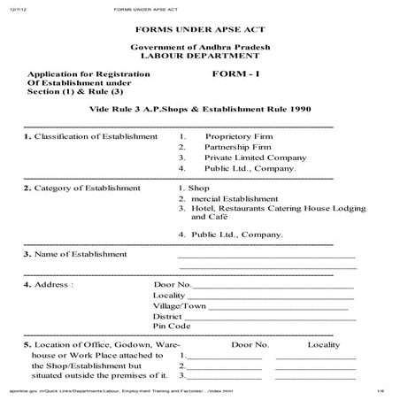 Shops and establishment