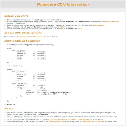 Tutorial for Shopware CDN setting | PDF