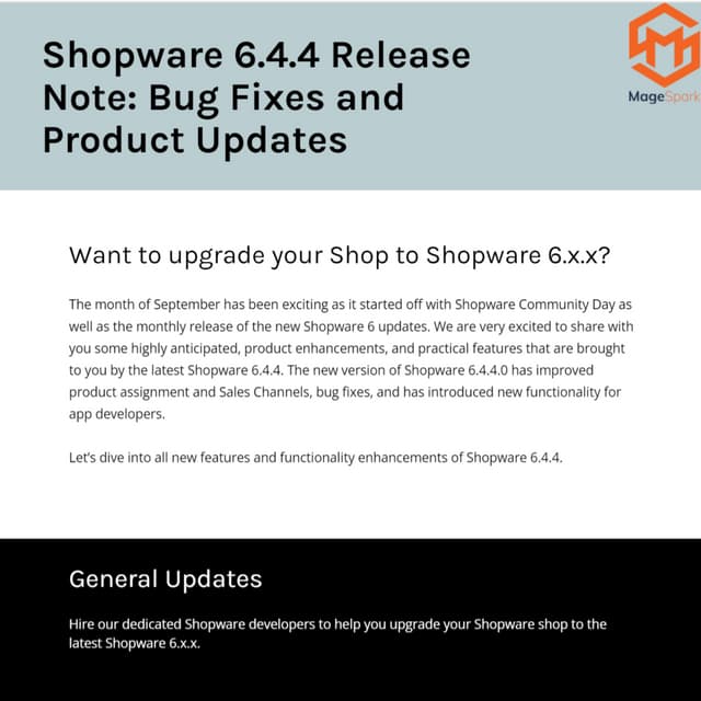 Shopware 6.4.4 Release Note: Bug Fixes and Product Updates. | PDF