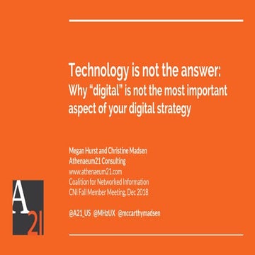 Technology is not the Answer: Why "digital" is not the most important aspect ...