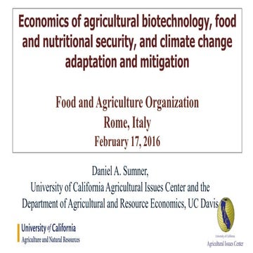 Agricultural biotechnology and the economics of food security and climate cha...