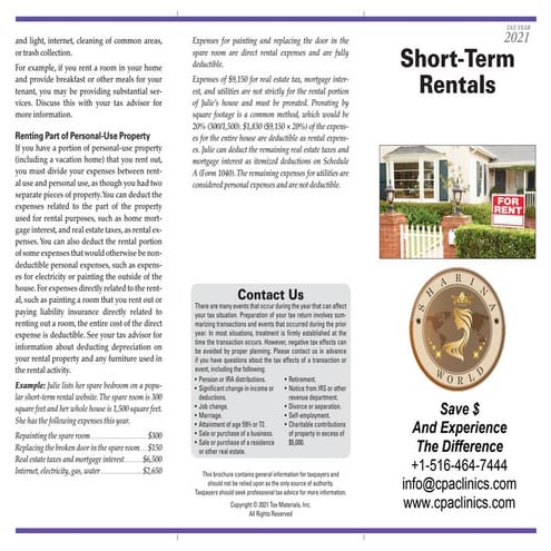 Short term rentals-2021