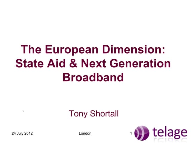 Tony Shortall, Telage - INCA State Aid Seminar 