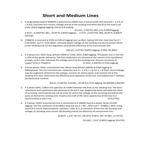 Short And Medium Lines