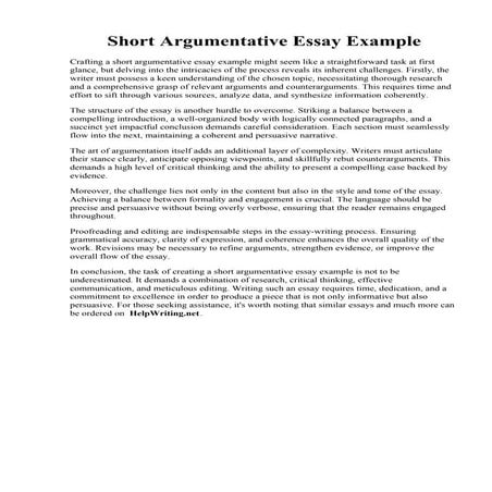 Short Argumentative Essay Example | PDF
