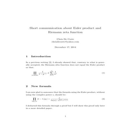New formula for Euler product formula not equal to Riemann zeta function
