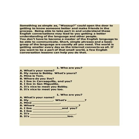 Short conversation new ones