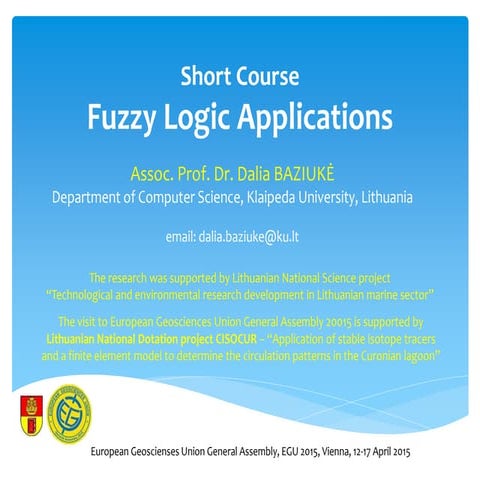 Short course fuzzy logic applications