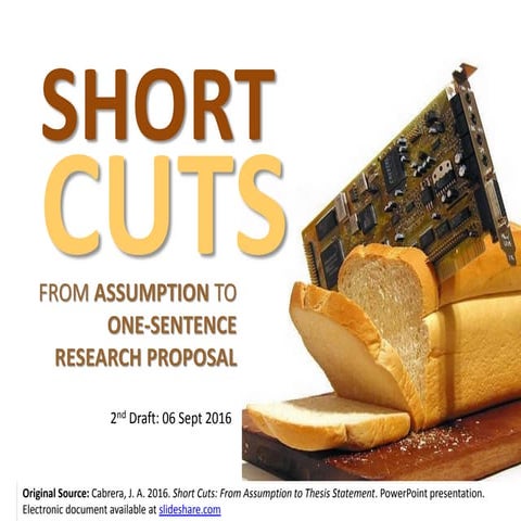 Short Cuts: The One-Sentence Research Proposal 