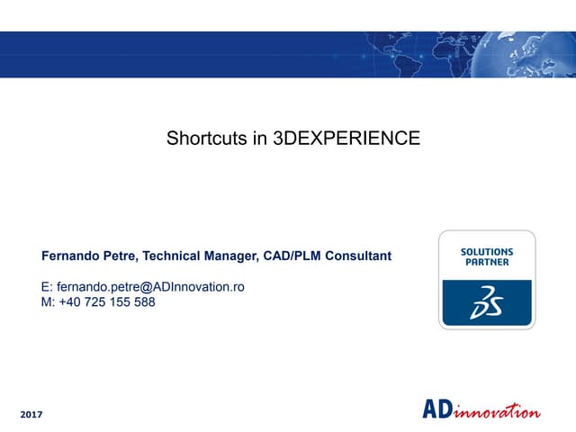 Shortcuts in 3DEXPERIENCE
