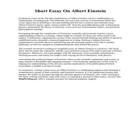 Short Essay On Albert Einstein. Jarvis Christian College