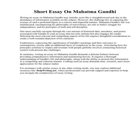 Short Essay On Mahatma Gandhi