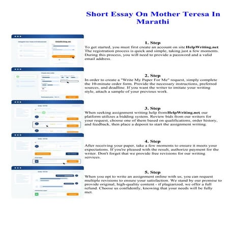 Short Essay On Mother Teresa In Marathi. Online assignment writing service.