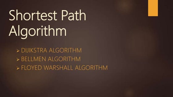 Shortest path algorithm