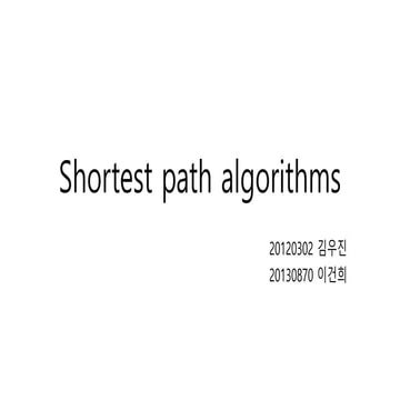 Shortest path algorithms | PPT