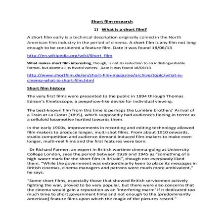 Short film research media | DOCX