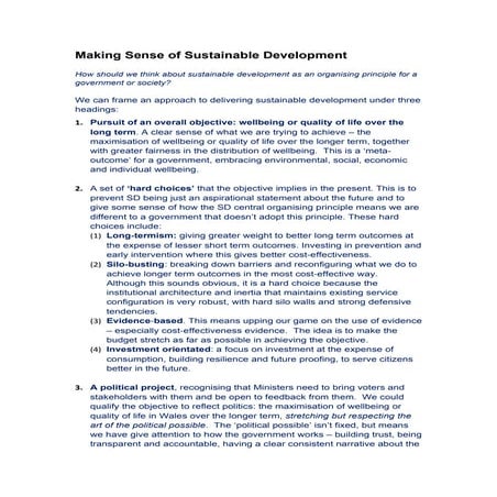 Short note on sustainable development