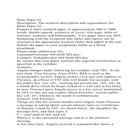 Short Paper #2Description The scenario description and requirem.docx