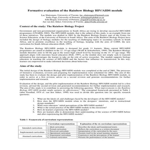 Evaluation HIV/AIDS module