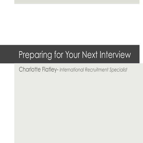 Preparing for your Next Interview
